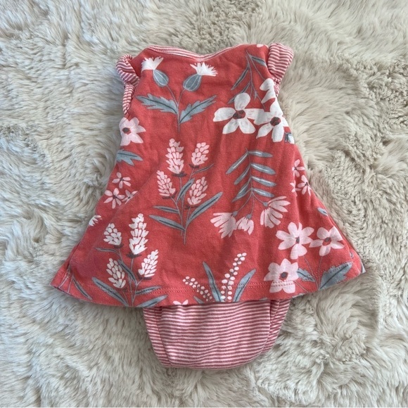 Carter’s Floral and Striped Skirted Bodysuit with Ruffle Shoulders Sz NB - Picture 2 of 4